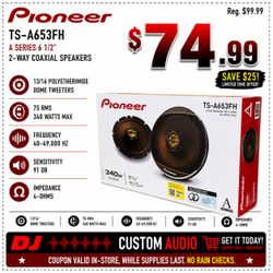 Pioneer A Series Car Speakers 1-Set 6.5" 2-Way Coaxial Speaker System 340 Watts TS-A653FH 🚨 Payment Options Available 🚨 No Credit Needed 🚨