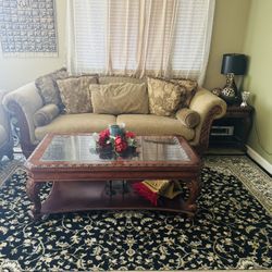 3 Piece Sofa Set With Two Side Drawer One Coffee Table 