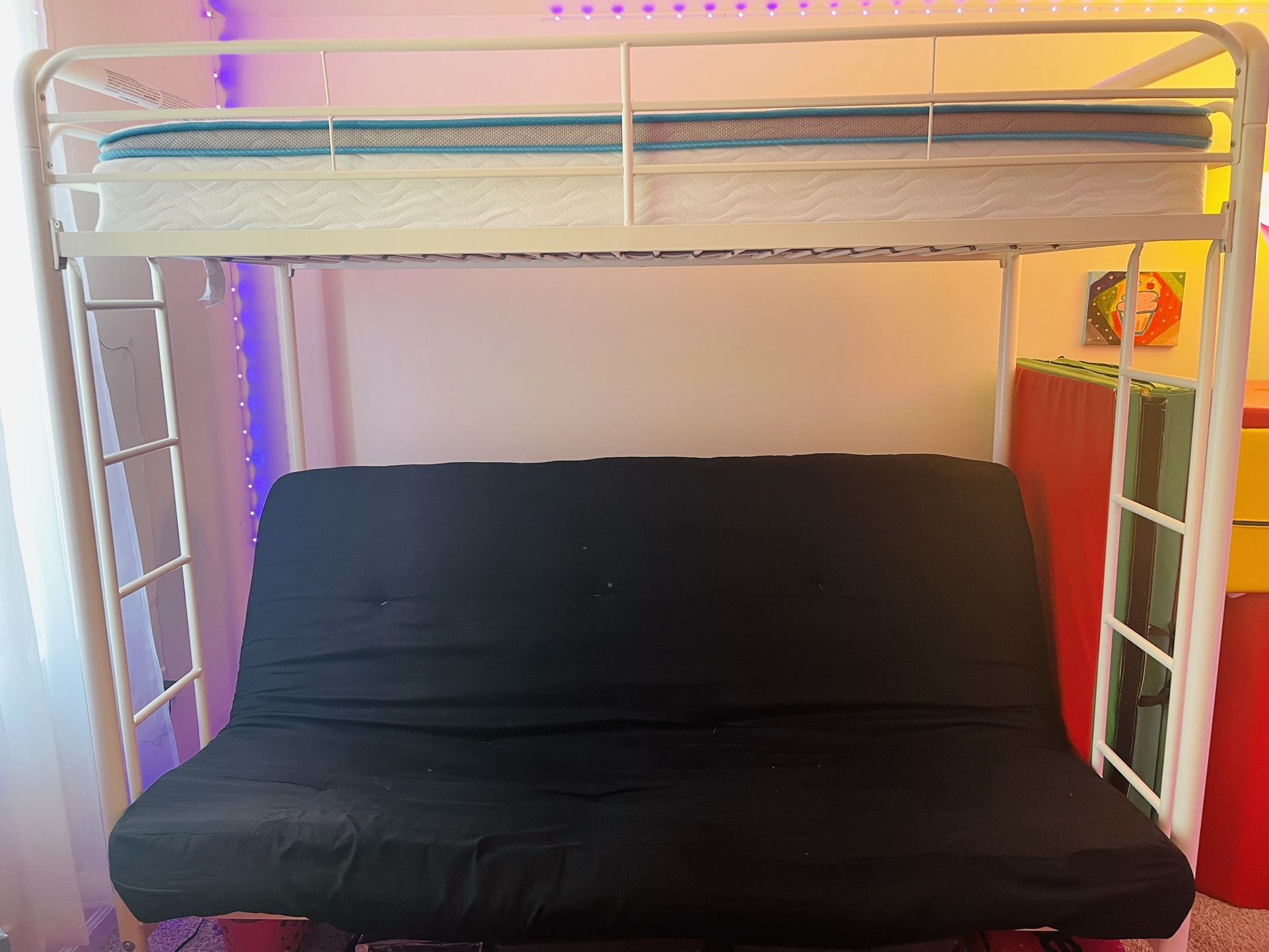 Twin over Futon Metal Bunk Bed