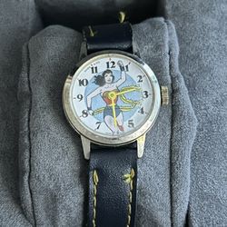 1977 DC Comics Wonder Woman 177 Dabs & Co 26mm Mechanical Wind Watch 6" running 