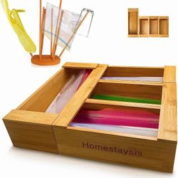 Bamboo Ziplock Organizer With Rack