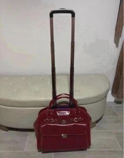 McKlein Red Patent Leather Rolling Carry-On Bag