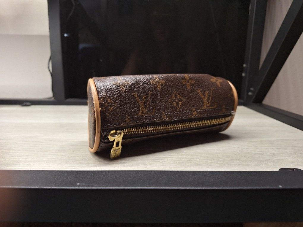 Louis Vuitton Leather Brown Pencil Case Monogram LV Logo