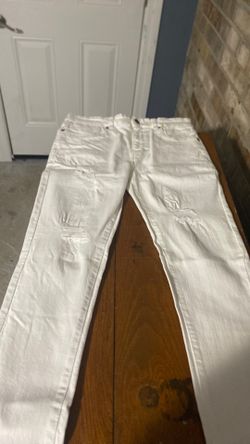 DZTR-284 Men’s Bottom White Ripped Slim Fit Jeans