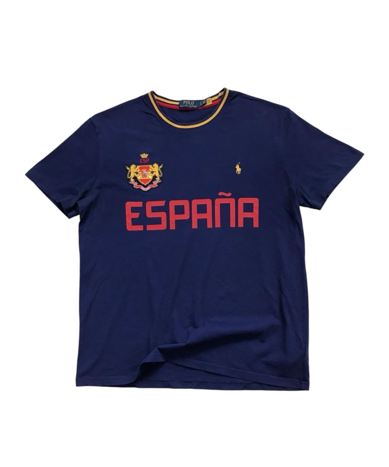Polo Ralph Lauren Spain Shirt Large L Mens Blue World Cup Futbol Espana Big Pony