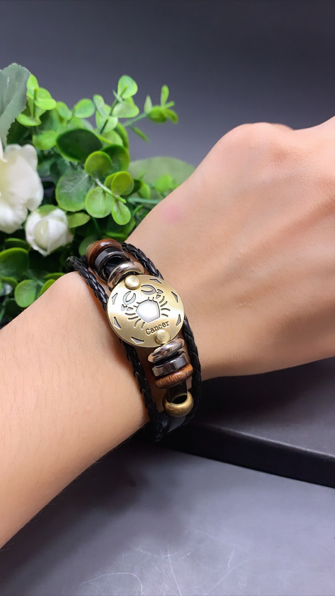 12 Constellations Multilayer Leather Bracelet, Cancer