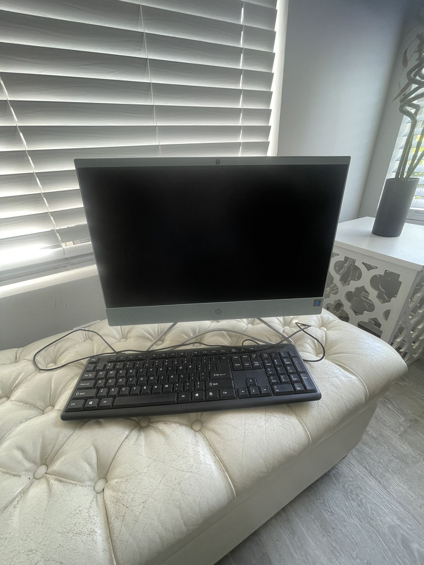 Computer monitor and keyboard 