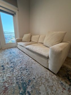 Living spaces ivory modern sofa