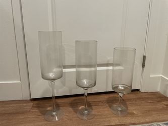 Set of 3 Tall Glass Vases