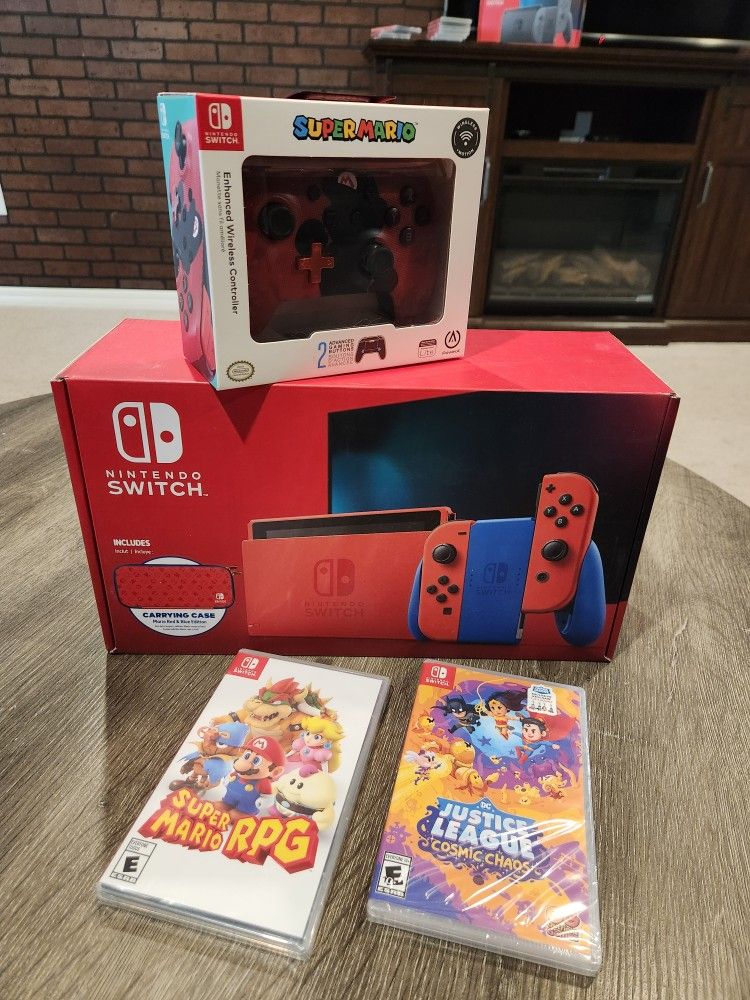 Nintendo Switch Red And Blue Super Mario Special Edition Bundle (Brand New)