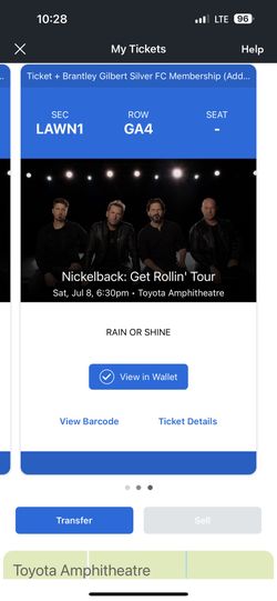 2 Nickelback Tickets For 7/8