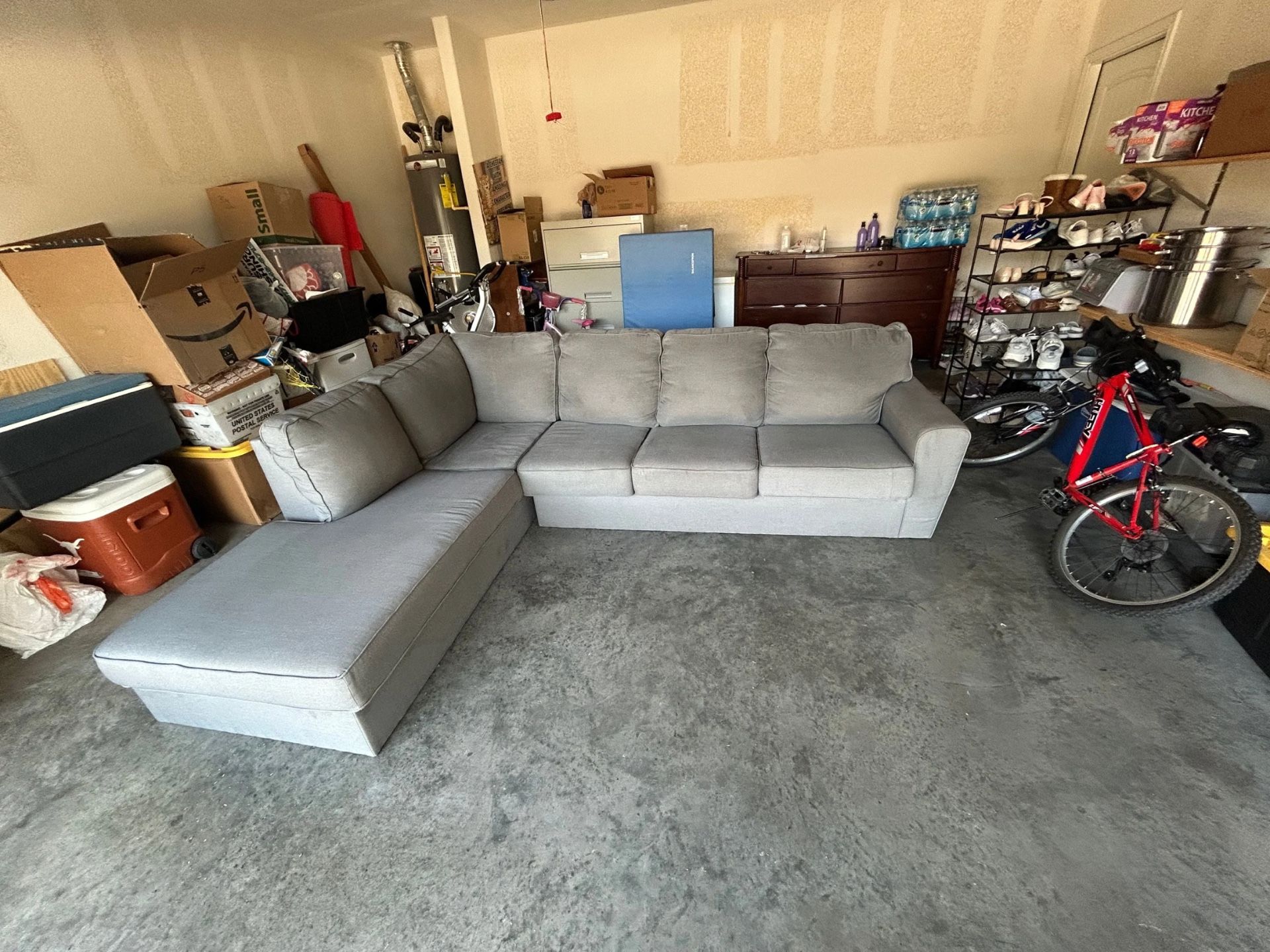 Gray Sectional Sofa w/ Chaise – Ashley Couch – Large L-Shape Couch