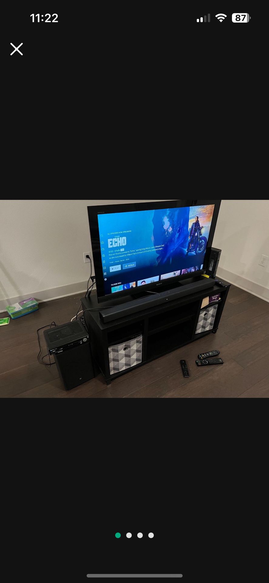 Sony 40 Inch TV with TV Stand and Roku 