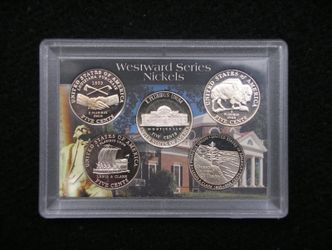 Westward Series Nickels Journey 2004-2006 S Proof 5 Coin Jefferson Bison Keel Boat Peace Medal Western Waters Whitman Case BU SET