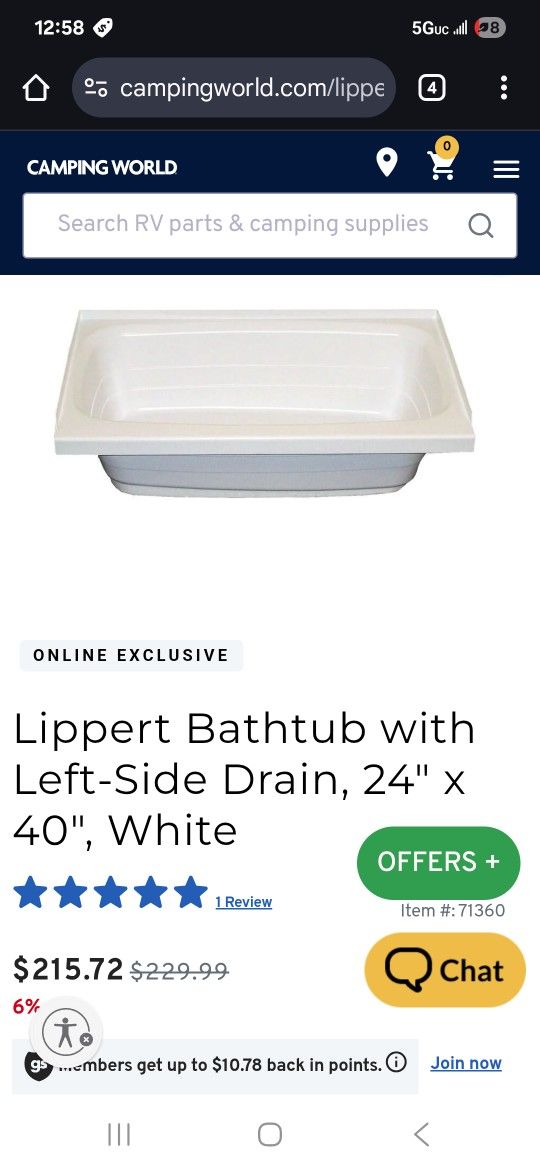 Rv Lippert Bathtub