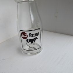 Vintage J&J Farms Half Pint Milk Bottle, Glass Bottle