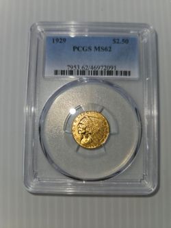 1929 $2.50 Indian Head Gold Quarter Eagle PCGS MS62 - Beautiful Lustrous Coin!