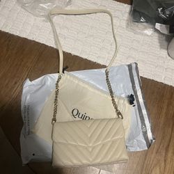 New Quince Italian Leather Quilted Wallet Crossbody Cream /Gold NWT