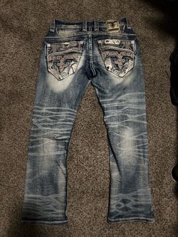 Rock Revival Light Wash Distressed Straight/Slightly Bootcut Jeans Size 29