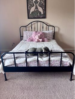 IKEA Queen-Sized Bed Black Iron Frame & Mattress - $300 for Both ORB! - Like New!