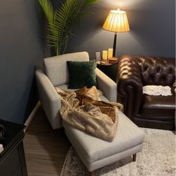 Light Grey Chair And Ottoman