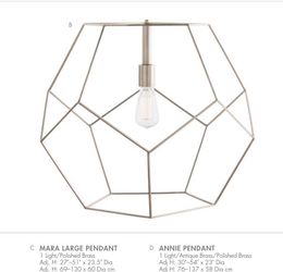 Arteriors Mara Large Pendant - with extension rod