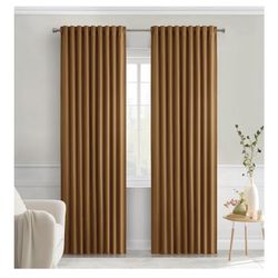 MIULEE Golden Brown Back Tab Blackout Curtains 90 Inches Long 2 Panels Set for Living Room Bedroom Privacy, Rod Pocket/Pinch Pleat Thermal Insulated R