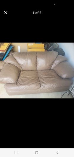 2 piece brown leather sofa set