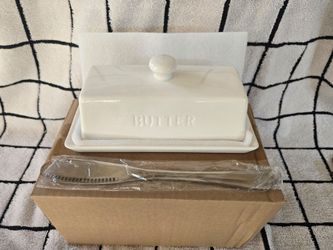 Ceramic  Butter Keeper Tray - White