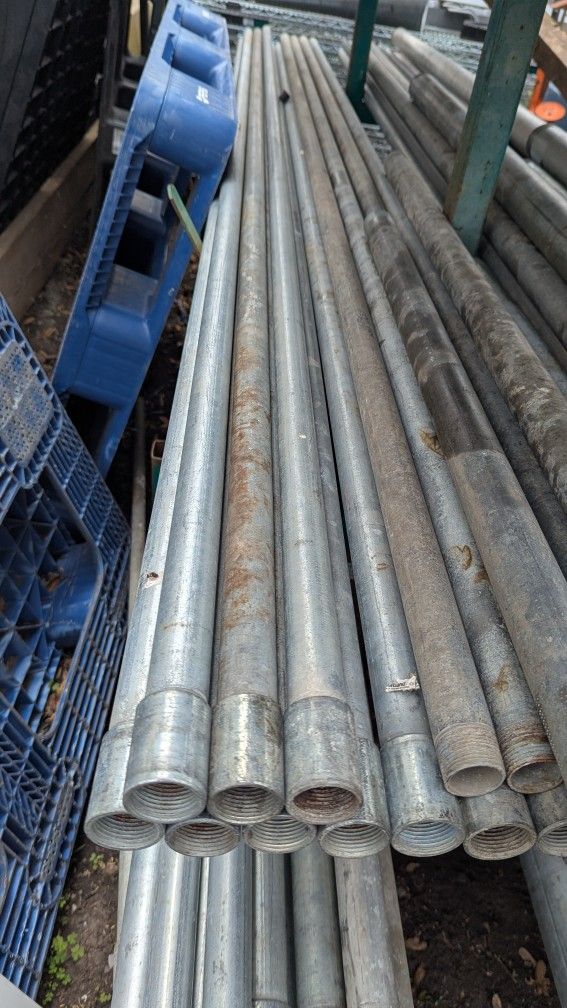 1" x 10' rigid metal conduit (16) $20 each new just a little dirty from sitting on the ground Also have cut offs threaded on both ends $2 a foot