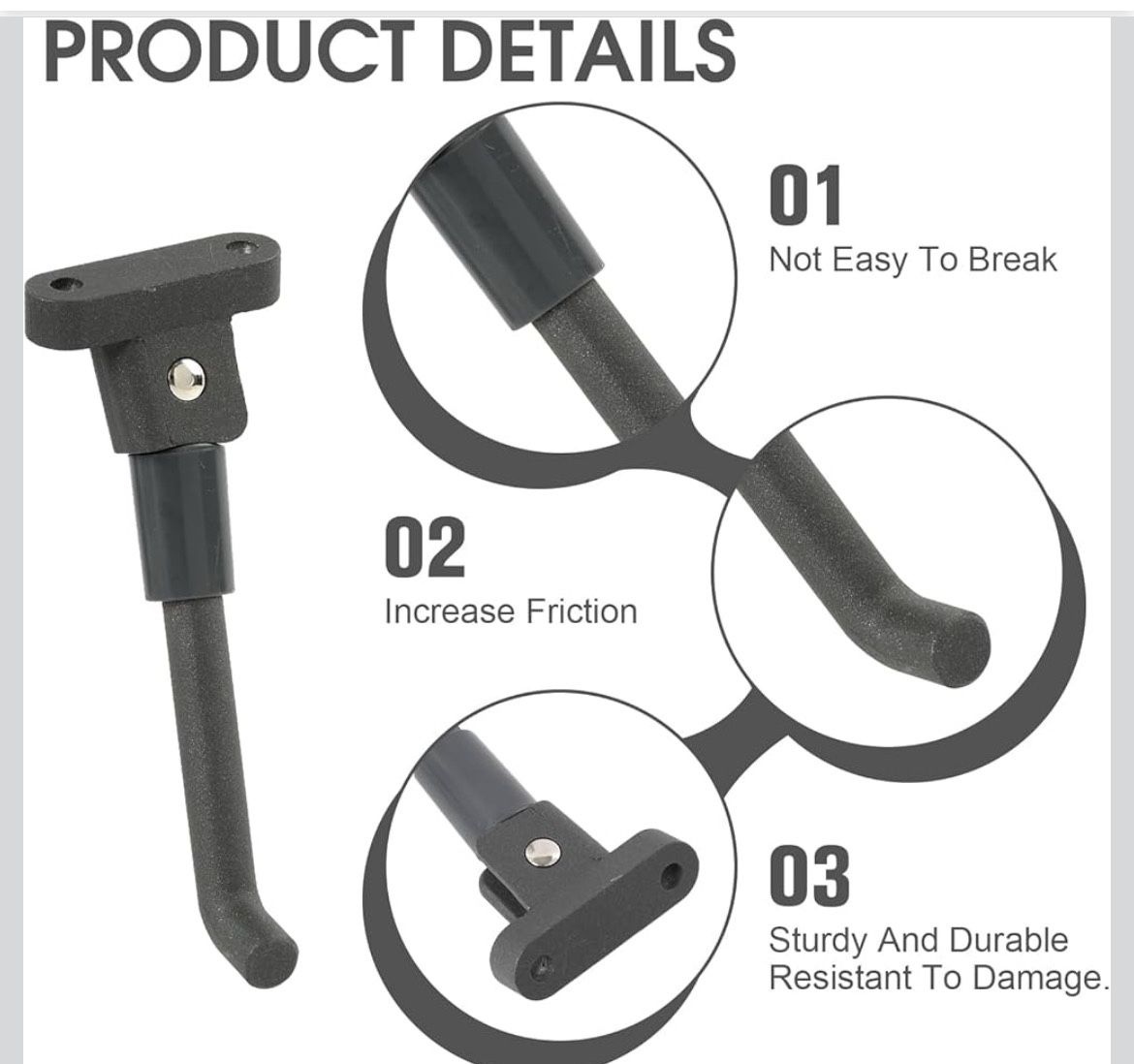 Scooter Kickstand Compatible with Electric Scooters, Durable Side Foot Support Parking Stand Replacement with Screws, Easy In