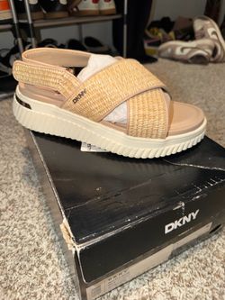 DKNY Platform Sandals with Woven Straps