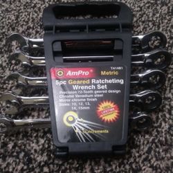 T41481 AmPro 10-15mm Metric Geared Ratcheting Wrench Set - NEW