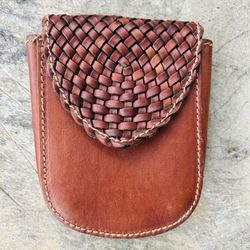 Vintage Brown Leather Belt Waist Bag Accessory Handmade