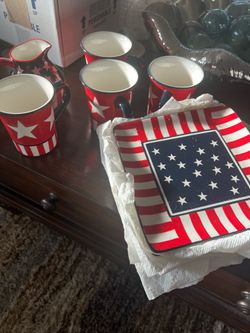 Patriotic July 4th plate and cup set