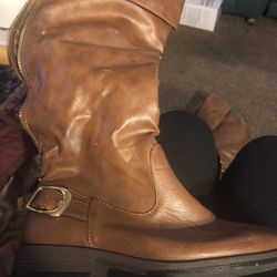 Women’s Cognac Tall Boots Rear Zipper Size 8.5M