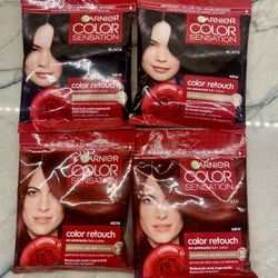 Garnier Color Sensation Color Retouch hair dye! 3 packs-  one red and two black.