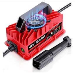 (Brand New in Box) 
15 Amp 48 Volt Golf Cart Battery Charger for Yamaha G29 Drive & Drive 2-3-Pin Leaf Plug, Smart Charger for Lead-Acid Batteries, IP