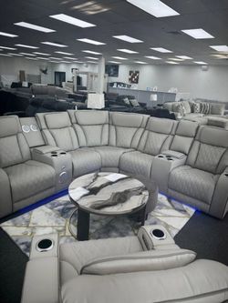 Power Reclining Sectional w/Power headrest, Massage, Wireless charger & surround sound system 
