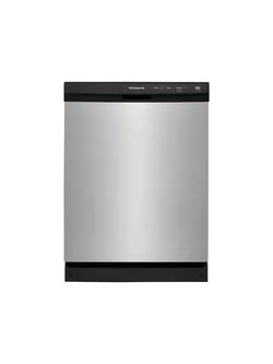 Frigidaire - 24 In. in. Front Control Built-In Tall Tub Dishwasher in Black with 3-Cycles, 55 dBA