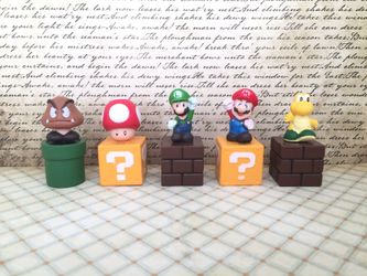 5 pcs super Mario block figures toy Christmas gift cake toppers birthday