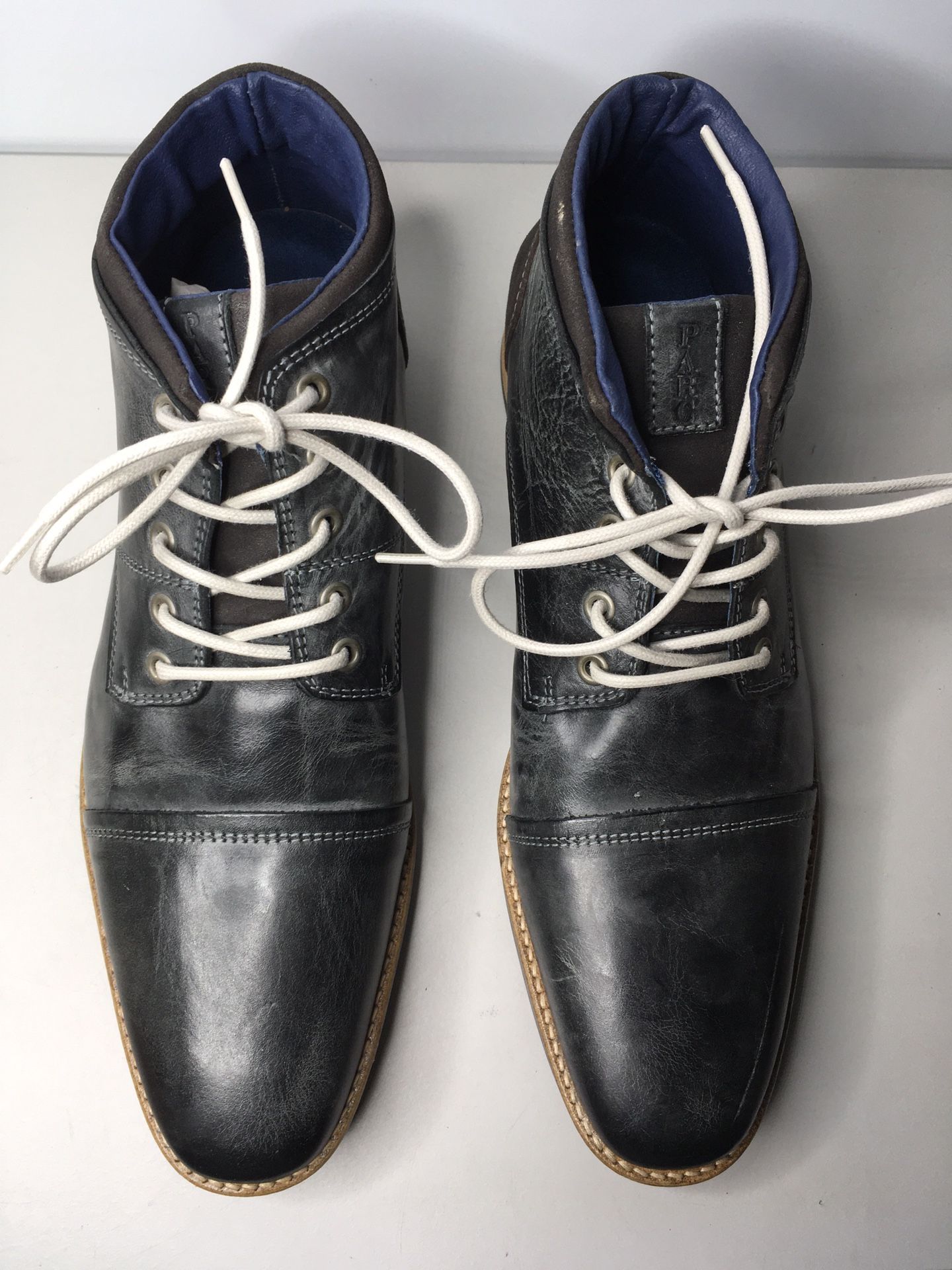 Parc Central Charcoal Washed Leather Cap Toe High Top Lace Up Shoes Men Sz 10US