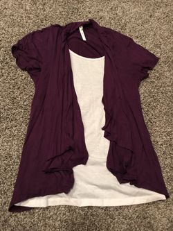 Tank top/short sleeve cardigan one piece shirt size M