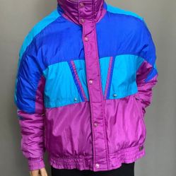Vintage 1980s WHITE STAG Ski Wear Purple Blue Winter Coat Jacket Mens Medium 