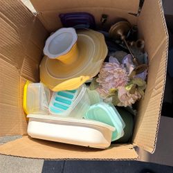 Box Of Tupperware And Home Decoration 