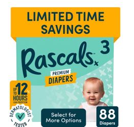 Rascals Premium Diapers Size 3 – 88 Count