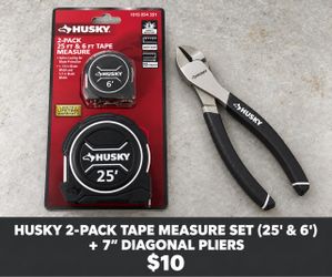 Husky Tape Measure Set + 7” Diagonal Pliers — $10