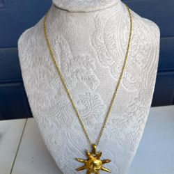 Golden Casting Sun Pendant Necklace