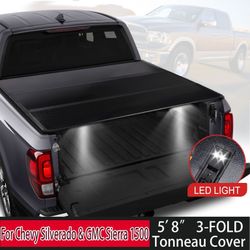 Hard Tri-Fold Tonneau Cover Truck Bed for 07-24 Silverado/Sierra 1500 5.8FT