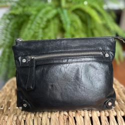 Club Monaco Leather Wristlet Clutch purse With Wrist Strap